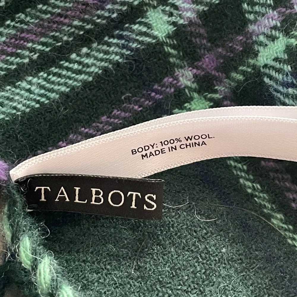 Talbots 100% Wool Oversized Fringed Scarf